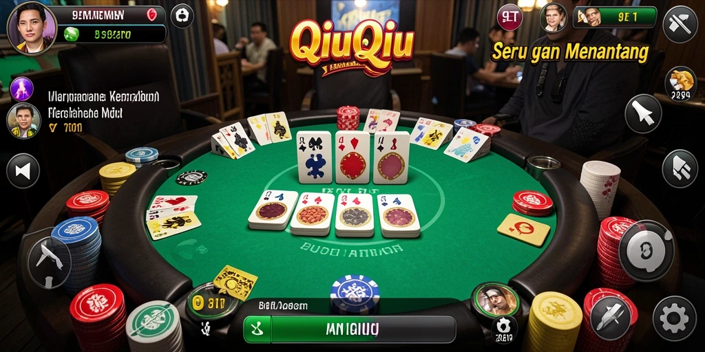 Tampilan gameplay seru dari 9ET dalam aksi QiuQiu.