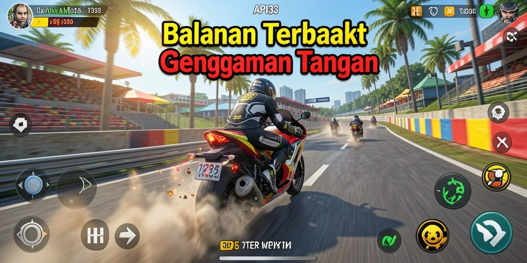 Gameplay seru API33 dengan balapan motor yang mendebarkan.
