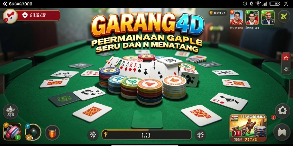 Screenshot gameplay GARANG4D menampilkan suasana permainan Gaple yang seru.