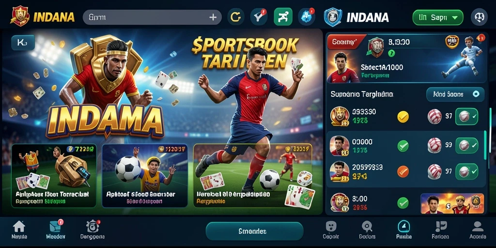 Tampilan utama INDAAA dengan antarmuka sportsbook yang menarik.