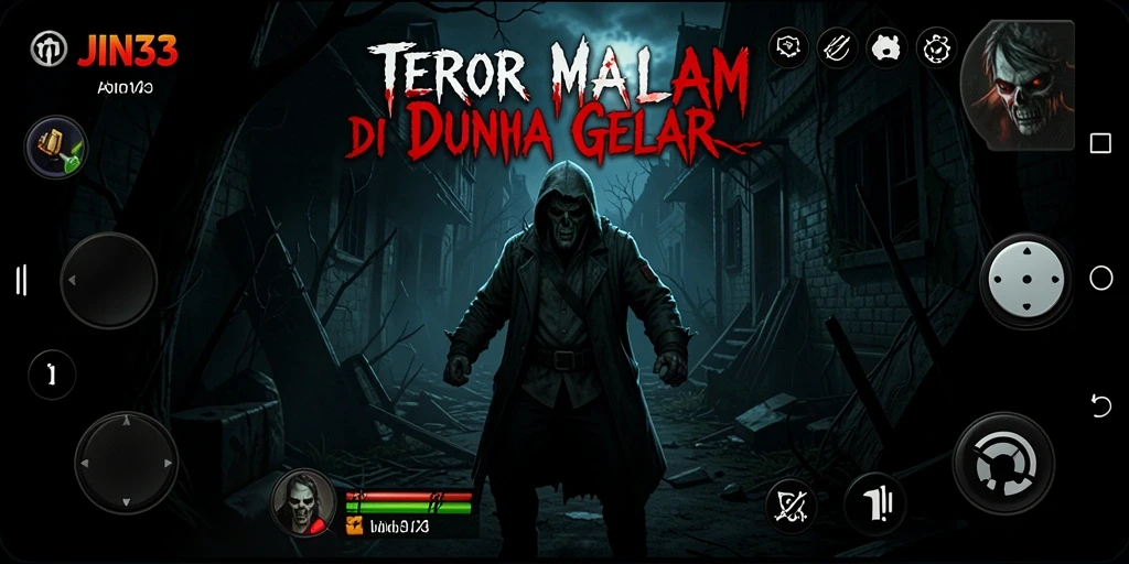 Screenshot gameplay JIN33 yang menampilkan atmosfer Horror yang mencekam.