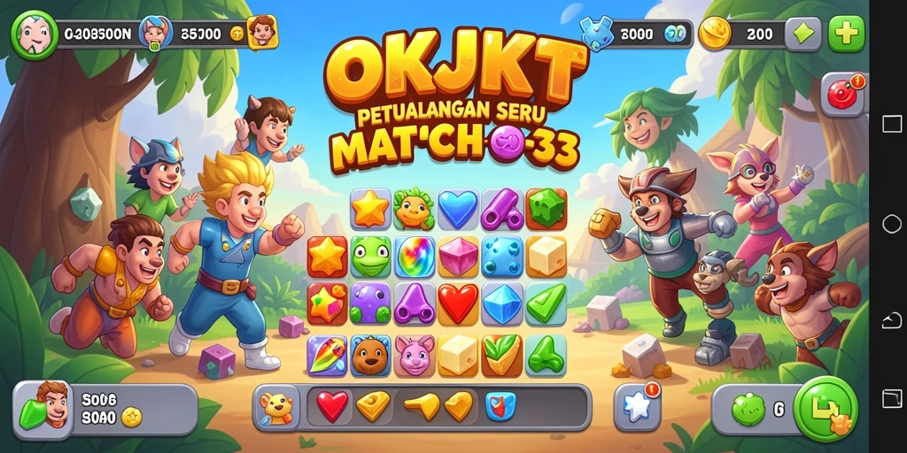 Screenshot gameplay OKJKT yang menampilkan tantangan seru dalam Match-3.