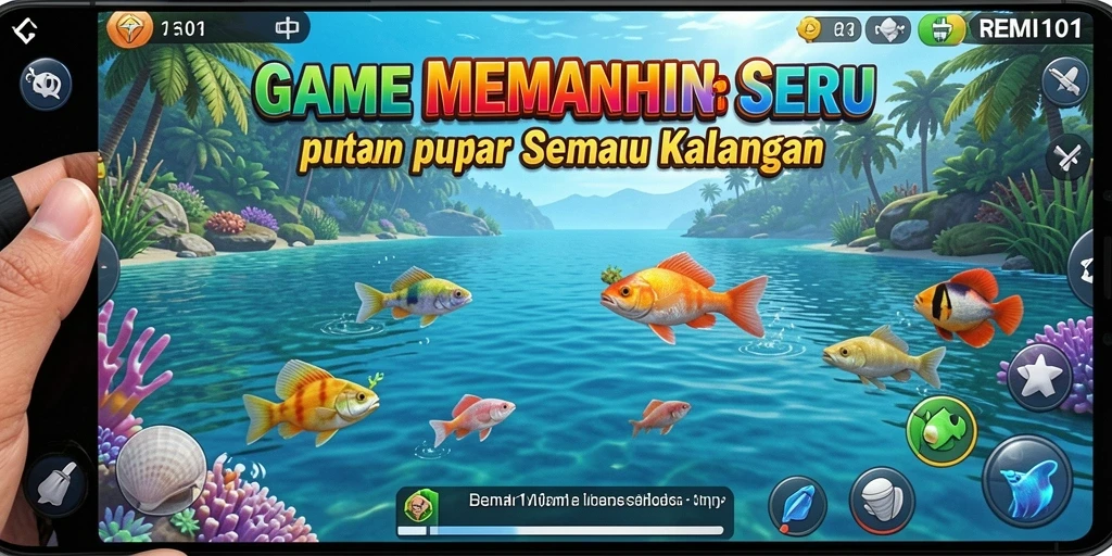 Screenshot REMI101 menampilkan serunya gameplay memancing yang menarik.