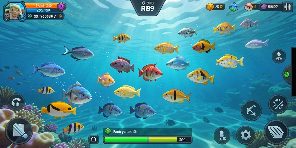Tampilan gameplay RR89 yang seru saat menembak ikan.