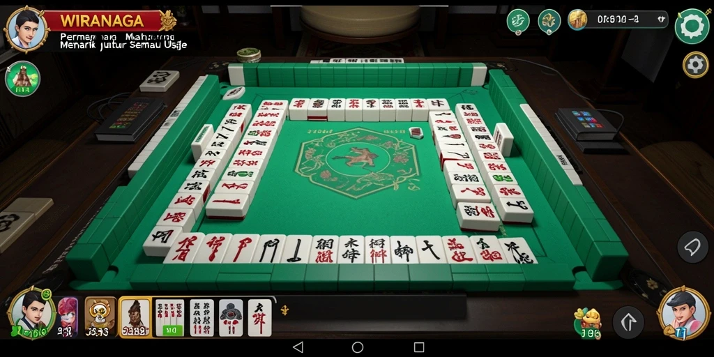 Tampilan gameplay WIRANAGA yang menarik dengan desain ubin Mahjong.